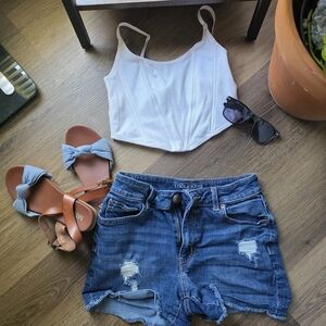 Maurices White Ribbed Corset-Style Cami